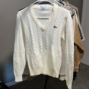 Lacoste, women sweater, acrylic, white, size 36